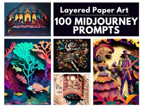 100 Midjourney Layered Paper Art Prompts