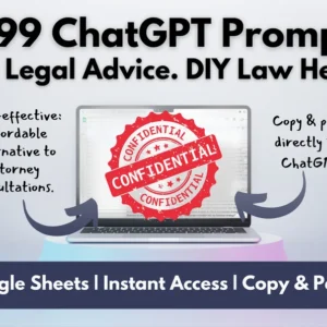 1299 ChatGPT Legal Prompts: Transform ChatGPT into a Legal Expert | Legal Toolkit | DIY Law | Copy & Paste | Instant Access