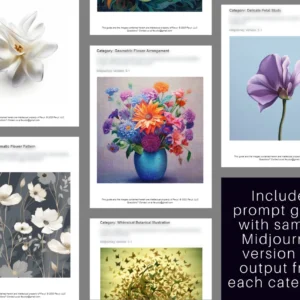 1350 Floral AI Art Prompts | Midjourney Dall-E Stable Diffusion | Flower Arrangement | Flowers | Floral Wall Art Floral Print | Digital Art