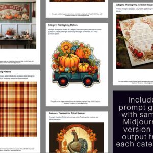 1750 Thanksgiving Graphics AI Art Prompts | Midjourney Dall-E Stable Diffusion | Digital Wall Art Prints Home Fall Fun Thanksgiving Decor