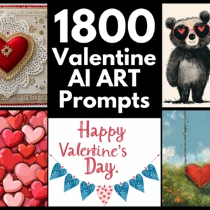 1800 Valentine’s Day Graphics AI Art Prompts | Midjourney Dall-E Stable Diffusion | Digital Wall Art Prints Home Loving Cupid Heart Decor