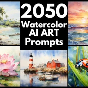 2050 Watercolor AI Art Prompts | Midjourney Dall-E Stable Diffusion | Digital Wall Art Prints Home Decor Minimalist Boho Print Clipart Kit