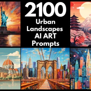 2100 Urban Landscapes AI Art Prompts | Midjourney Dall-E Stable Diffusion | Digital Wall Art Prints Home Decor Watercolor Painting Print Kit