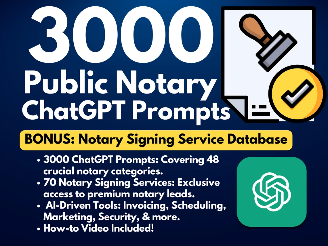 3000 ChatGPT Prompts for Public Notary Professionals