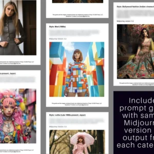 3800 Fashion AI Art Midjourney Prompts Instantly Generate Stunning Fashion Images for Global Styles & Periods | Instant Access | Copy Paste