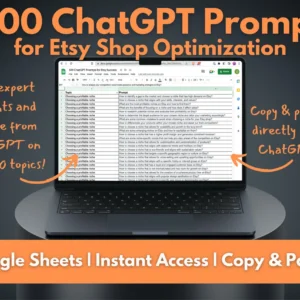 ChatGPT Prompts for Etsy Shop Optimization | Build a Profitable Etsy Shop with the Power of AI | Elevate Your Etsy Store | Copy & Paste