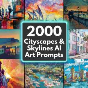 Cityscapes and Skylines AI Art Prompts | Text-to-image Midjourney Dall-E Stable Diffusion | Digital Art City Urban Printable Wall Art Prints