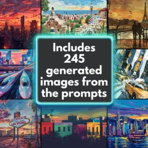 Cityscapes and Skylines AI Art Prompts | Text-to-image Midjourney Dall-E Stable Diffusion | Digital Art City Urban Printable Wall Art Prints