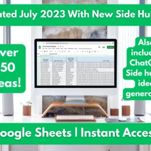 Side Hustle Database | 350+ Ideas for Making Money | Side Gig Inspiration! | Bonus ChatGPT Idea Generator and Digital Products Profit Ebook