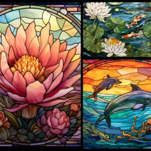 Stained Glass Nature AI Art Prompts | Text-to-image Midjourney Dall-E Stable Diffusion | Digital Wall Art Download Large Printable Wall Art