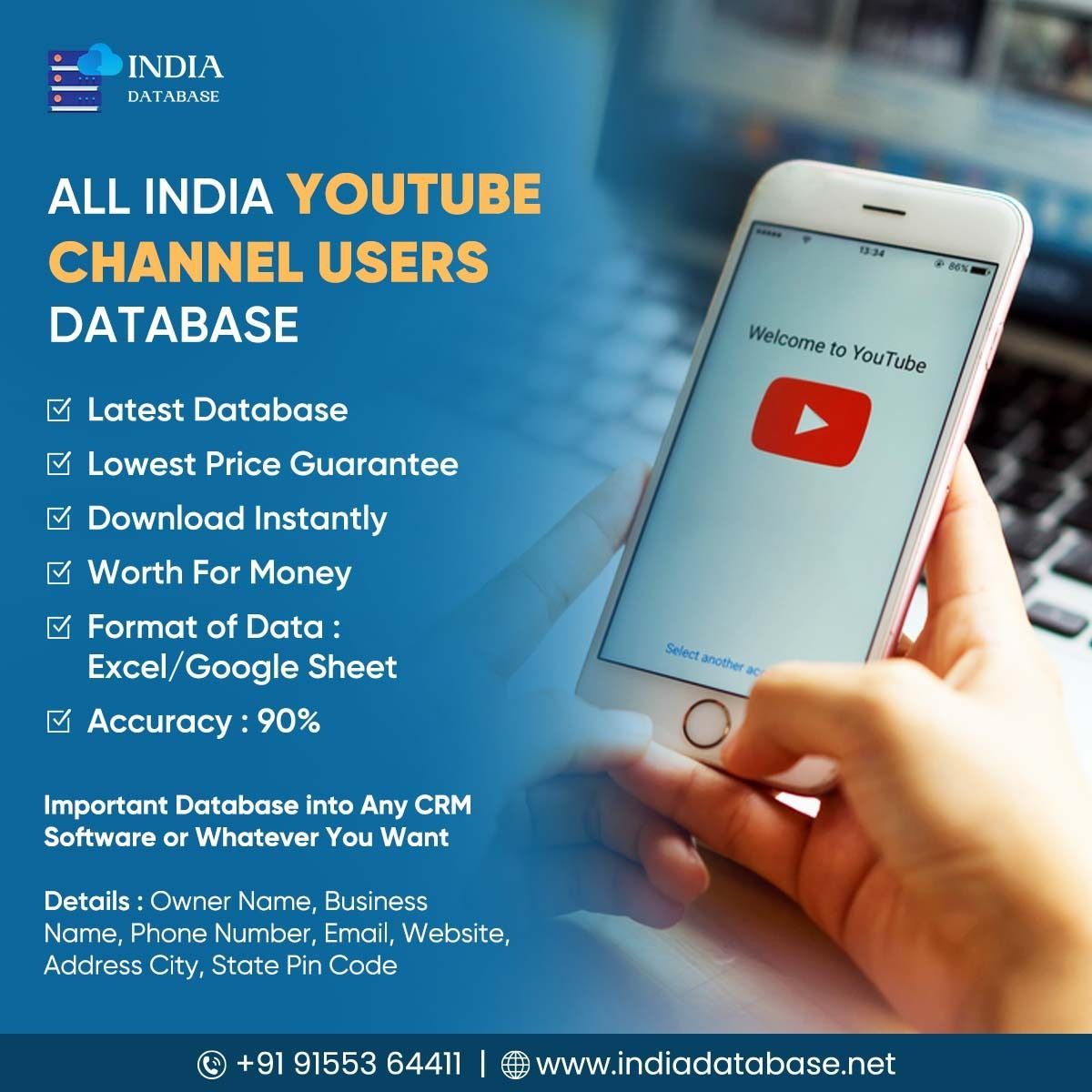 All India Youtube Channel Users Database